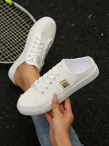 Women's Canvas Sneakers, Slip-On Low Top Casual Shoes, Lace-Up Backless Mule Flats, Comfortable Breathable Walking Shoes