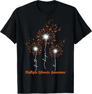 100%cotton Dandelion Faith Hope Love MS Multiple Sclerosis Awareness T-Shirt