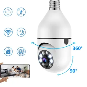 360°Pan&Tilt Bulb Security Camera,1080P Indoor Outdoor Security Camera,2.4G WiFi Wireless Securiy Camera,2-Way Audio,Color Night Vision,24/7 Recording Home/Yard/Warehouse/Office/Store/Garage,IP Camera,Camera Systems,E27 Socket, Monitoring
