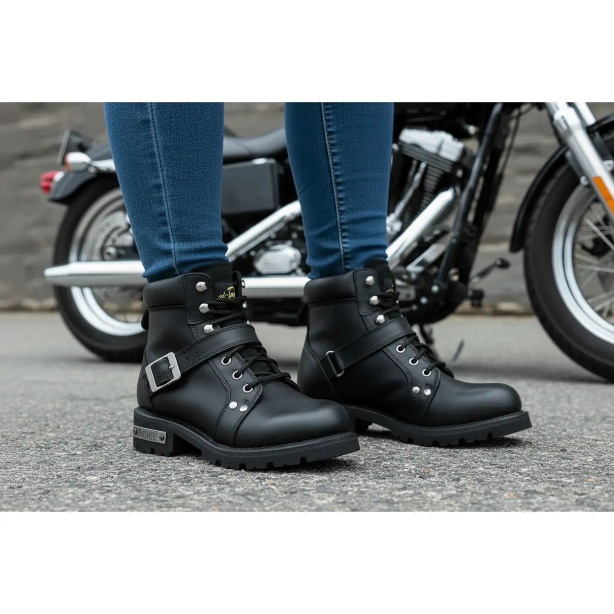 Women's 6" Leather Motorcycle Boots – Goodyear Welt Construction