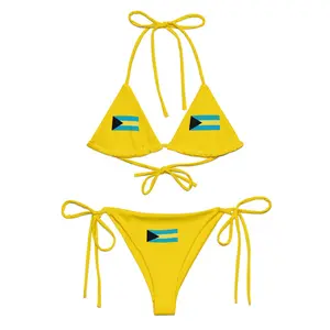 Stylish Bahamas Flag Bikini: Adjustable Triangle Swimsuit