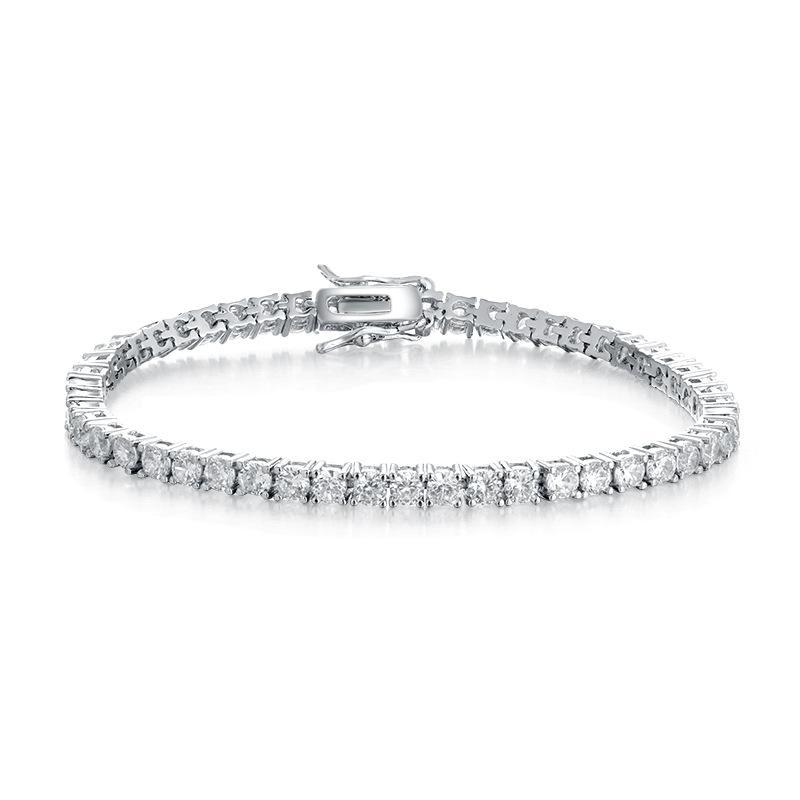 4mm 925 Sterling Silver Moissanite Bracelet 3mm D VVS1 Diamond with GRA for Women Sparkling Wedding Party Fine Jewelry