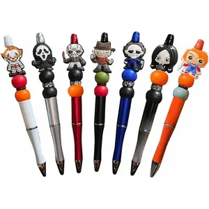 7 count  Beadable Pens  Movie Pens Refillable Novelty Ballpoint Pen Set Halloween Spooky Pen  School Office Desk Accessories  for Adults