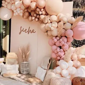158pcs dusty rose light pink balloon garland kit boho arch with retro apricot chrome champagne balloons for valentines day decorations baby bridal shower, birthday party ballon wall