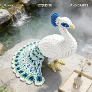 1575pcs Blue Peacock Series New Size, Handmade Building Model, Includes Hammer and Instructions, Home Decor, DIY Craft Gift