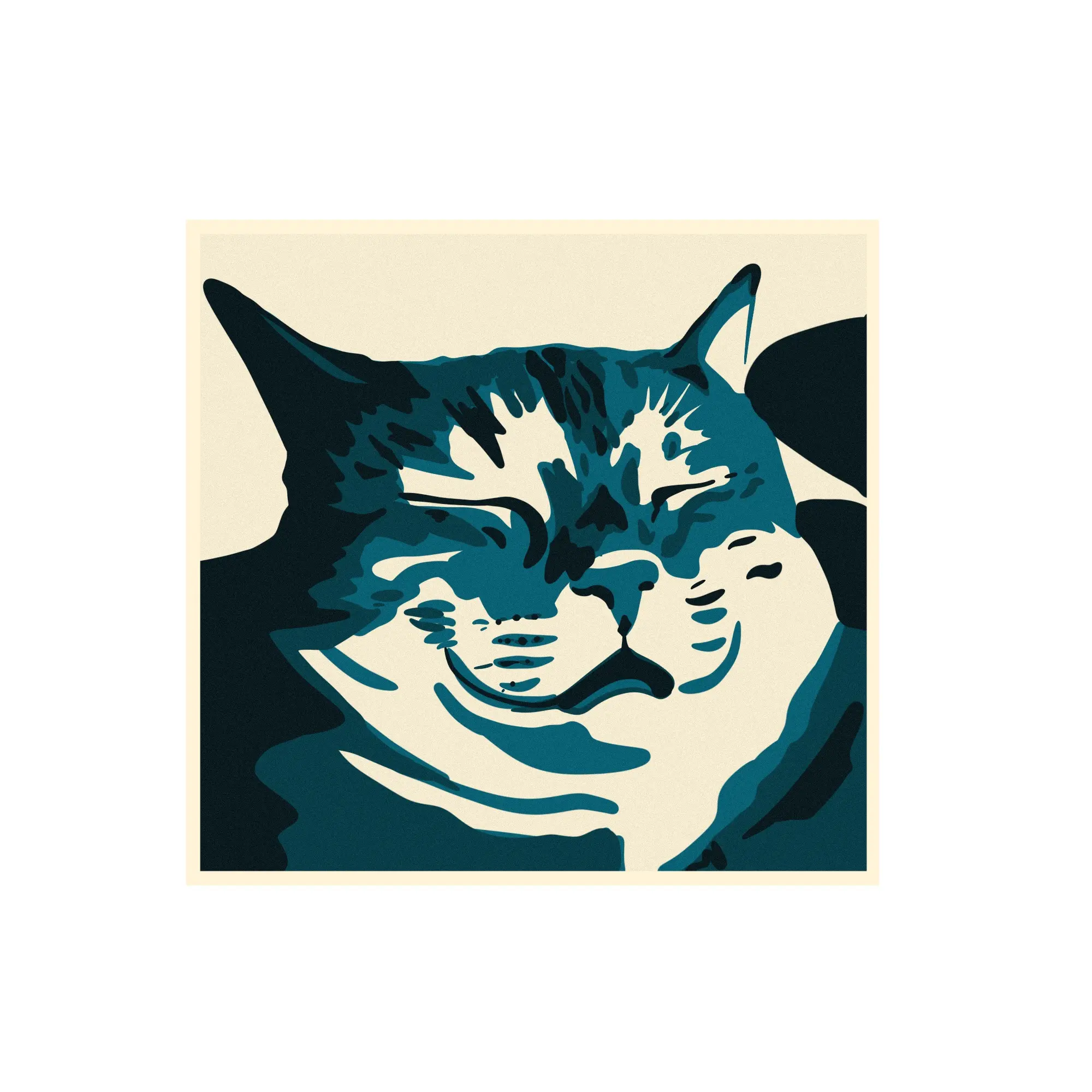 2.5in Blue Meme Cat Sticker