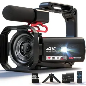 Video Camera,FHD 64MP 4K Camcorder,WiFi Vlogging Cameras for YouTube with IR Night Vision,18X Digital Zoom 3.0''Flippable Screen Digital Camera with 32GB Card