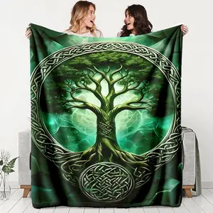 Celtic Life Tree Totem Flannel Blanket, Soft Warm Anti-Pilling, Throw Blanket, Bed Blanket, Sofa Blanket, Ideal Gift