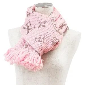 Pre-owned Louis Vuitton Cotton Small Leather Goods Echarpe Logomania Monogram Wool Silk Metallized Scarf