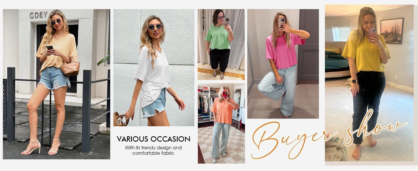 Imily Bela Women's Summer Casual Crewneck Batwing Half Sleeve T-Shirts Solid Color Loose Fit Cute Basic Flowy Tops Tees Blouses Imily Bela Women's Summer Casual Crewneck Batwing Half Sleeve T-Shirts Solid Color Loose Fit Cute Basic Flowy Tops Tees Blouses