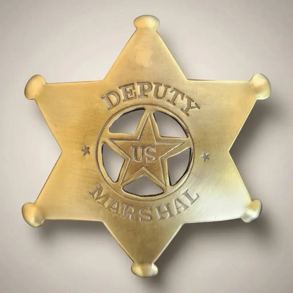 Deputy Marshal Solid Brass Star Embossed Badge