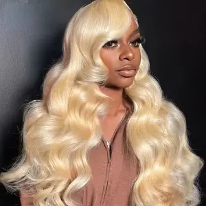 KingSup 613 Blonde Body Wave 100% Human Hair 13x6 HD Lace Front Wig Soft Lightweight Pre Plucked With Baby Hair Super Soft And Natural Looking Breathable Adjustable Strap Comfortable  No Shedding Can Be Dyed Bleached Restyled
