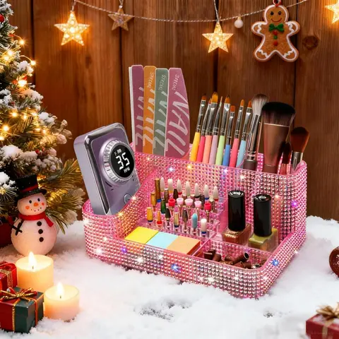 Nail Drill Holder & 28 Holes Nail Drill Bits Holder, Transparent Acrylic Nail Drill Machine Storage Box, Professional Nail Drill Desk Organizer Case and Storage Box for Manicure Tools