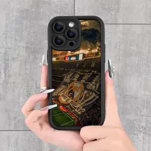 Madrid Style Spanish Design | Durable & Long-Lasting | Camera Protection | Shockproof & Drop-Resistant | Matte Anti-Slip | Light Luxury Fashion, UV Printed for iPhone 17 Air 16 15 14 13 12 11 Pro Max Plus  - Black TPU Soft Case with Shock