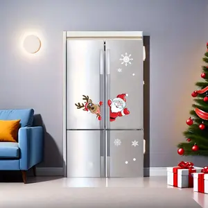 Christmas Static Cling Stickers Set, Decorative Stickers, Santa & Reindeer Double-Sided Glass Decals, Window Decorations, Festive Scene Adornments