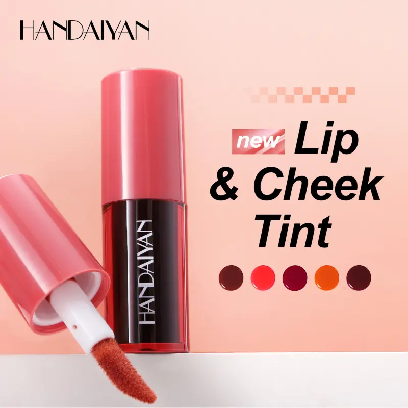 1PC HANDAIYAN Lip and Cheek Tint Multi Use Long Lasting Non Fade Liquid Blush Lip Stain 5 Shade Natural Vivid Daily Makeup LipCheekTint LiquidBlush ViralLipStain Dual Use Lip Tint Blush Liquid Cosmetics Glossy