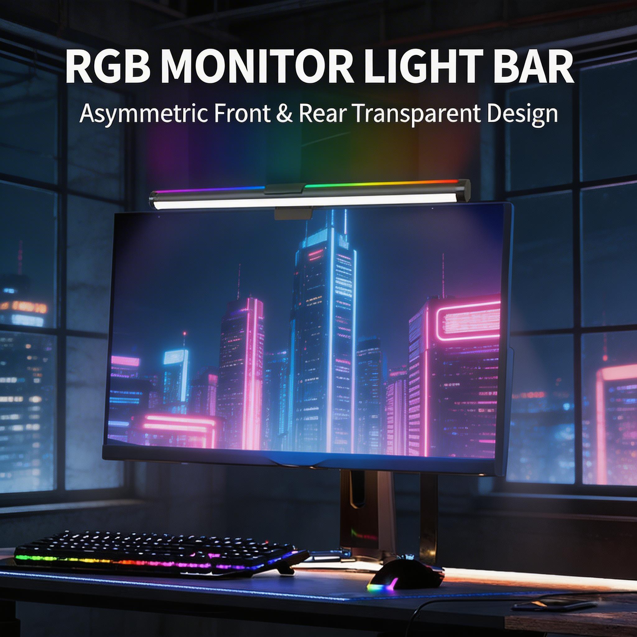 Esports Ambience RGB Monitor Light Bar, 40'' Computer Light with 16 Million Colors Gaming Backlight, 3 CCT & Stepless Dimmable LED Desk Lamp for PC, Eye-Care Screen Lamp for Home Office with Memory Function