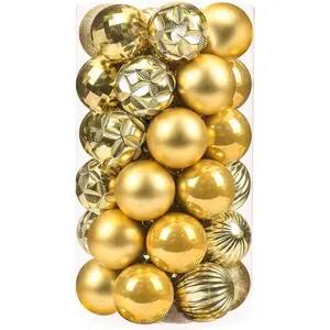 41ct Small Christmas Balls Shatterproof Hanging Decorations Set for Xmas Tree Garland Ornaments (1.57''/40mm,Gold)