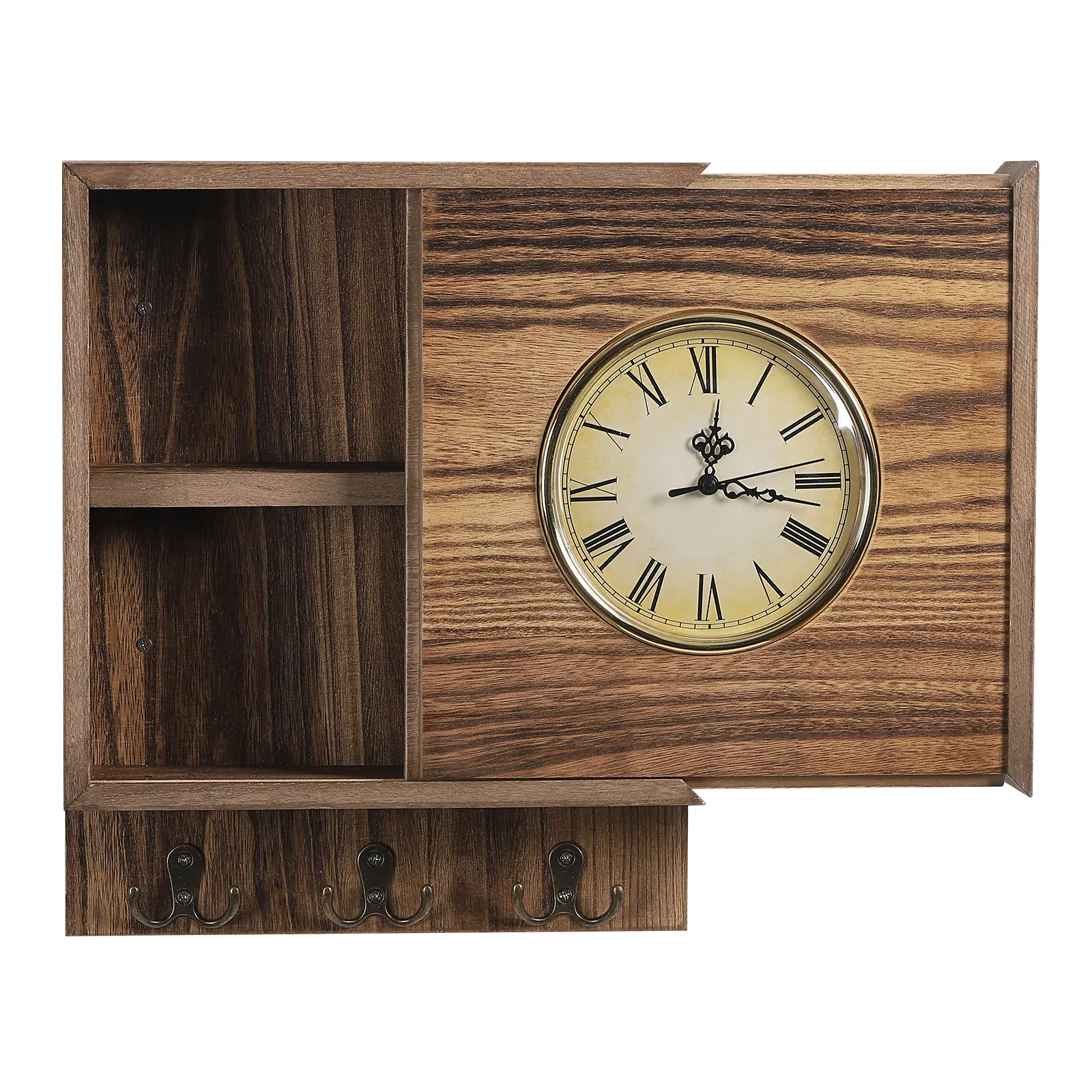 Retro Hidden Storage Wall Clock with Secret Compartment – Silent Non-Ticking, Roman Numerals, Vintage Design for Living Room, Home Office, Bookshelf – Hide Cash, Jewelry, Valuables