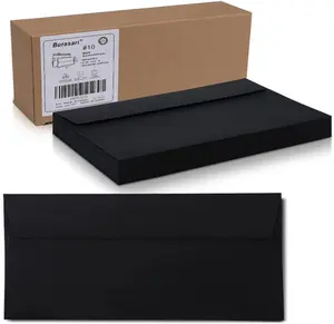 100-Pack #10 Black Business Envelopes - Professional Windowless Design, 4.125x9.5 Inches, 120GSM Paper