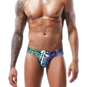 Men's Swim Briefs Swimsuit Sexy Print Swimwear Bikinis with Drawstring