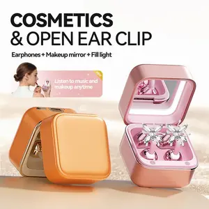 True Wireless OWS earphones, Bluetooth 6.0 Open Ear Headphones with mirror, Long Battery Life Wireless Ear hooks Headset, HiFi Stereo Sound wireless Headphones for Sport