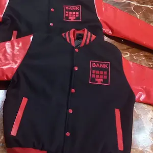 Go gang varsity jacket, black, and red