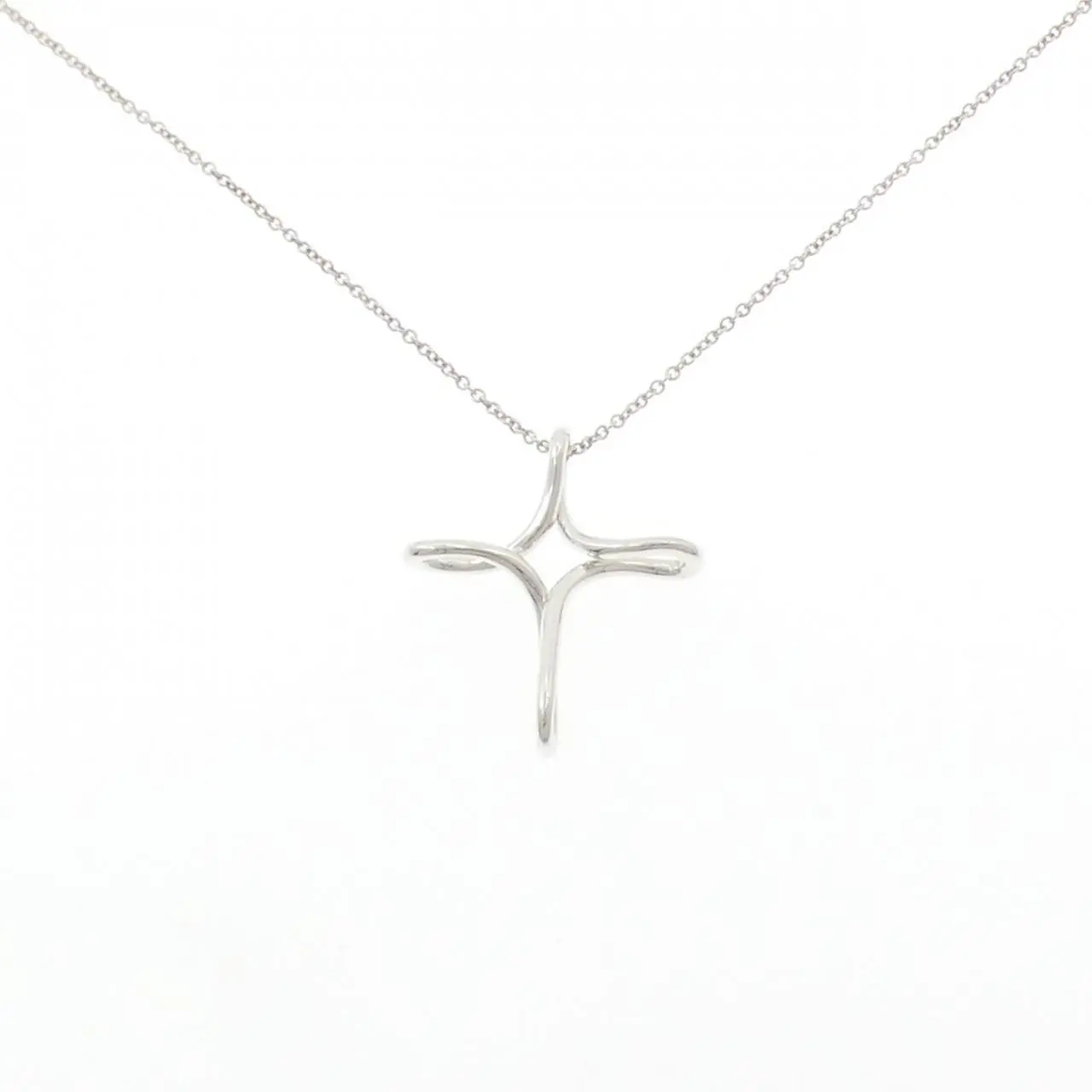 Pre-owned Tiffany & Co. Sterling Silver 925 (Ag925) Small Leather Goods Tiffany Infinity Cross 925 Silver Necklace