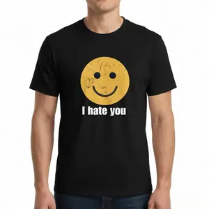 I Hate You Smiley Face T-Shirt Cute Bipolar Tee for Men Women Harry Styles Fan Gift SNL Humor Graphic Ironic Mental Health Shirt Ultra-Soft Premium Drape Fabric