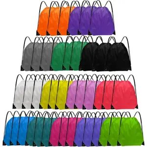 Drawstring Backpack Bulk 42 Pcs String Backpack Drawstring Bags Cinch Bag Sackpack for Men Women Gym