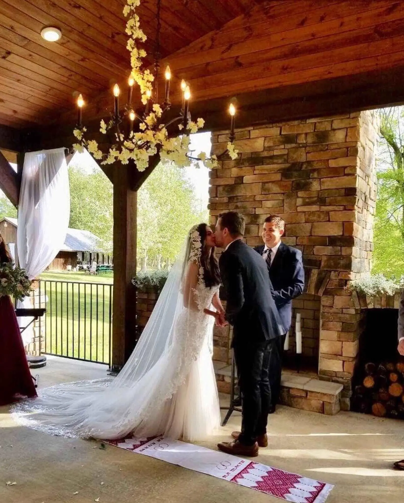 Custom Mantilla Wedding Veil with Floral Vine Lace Edge, 130-Inch Light Ivory Tulle Cathedral Veil for Brides with Comb, Bridal Veil, Tulle Layer