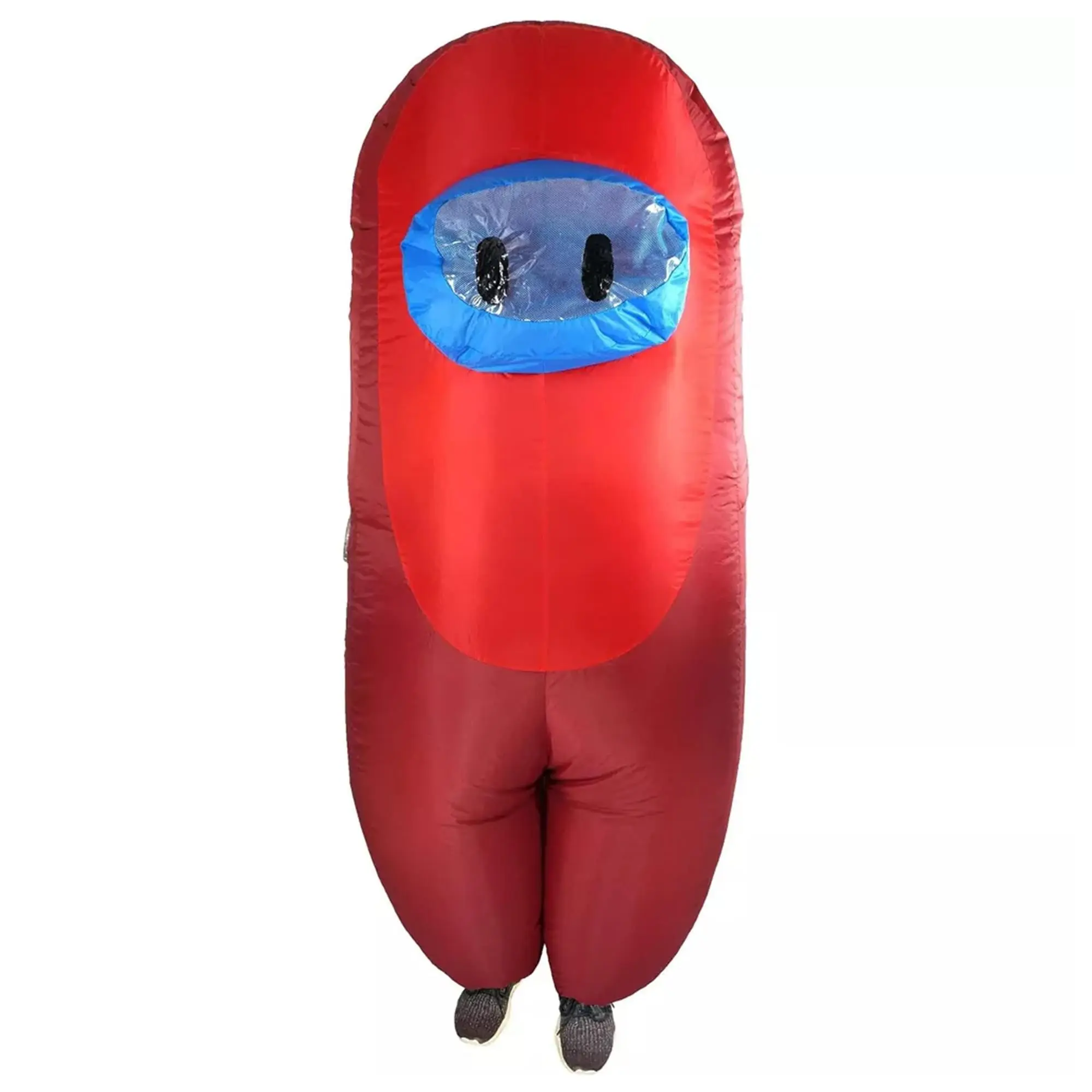 Men's Red Impostor Full Body Inflatable Jumpsuit Costume with Fan, Astronaut-Inspired Look, Standard One Size, Halloween Cosplay Gear, Menswear Special Occasion Costume Ideas