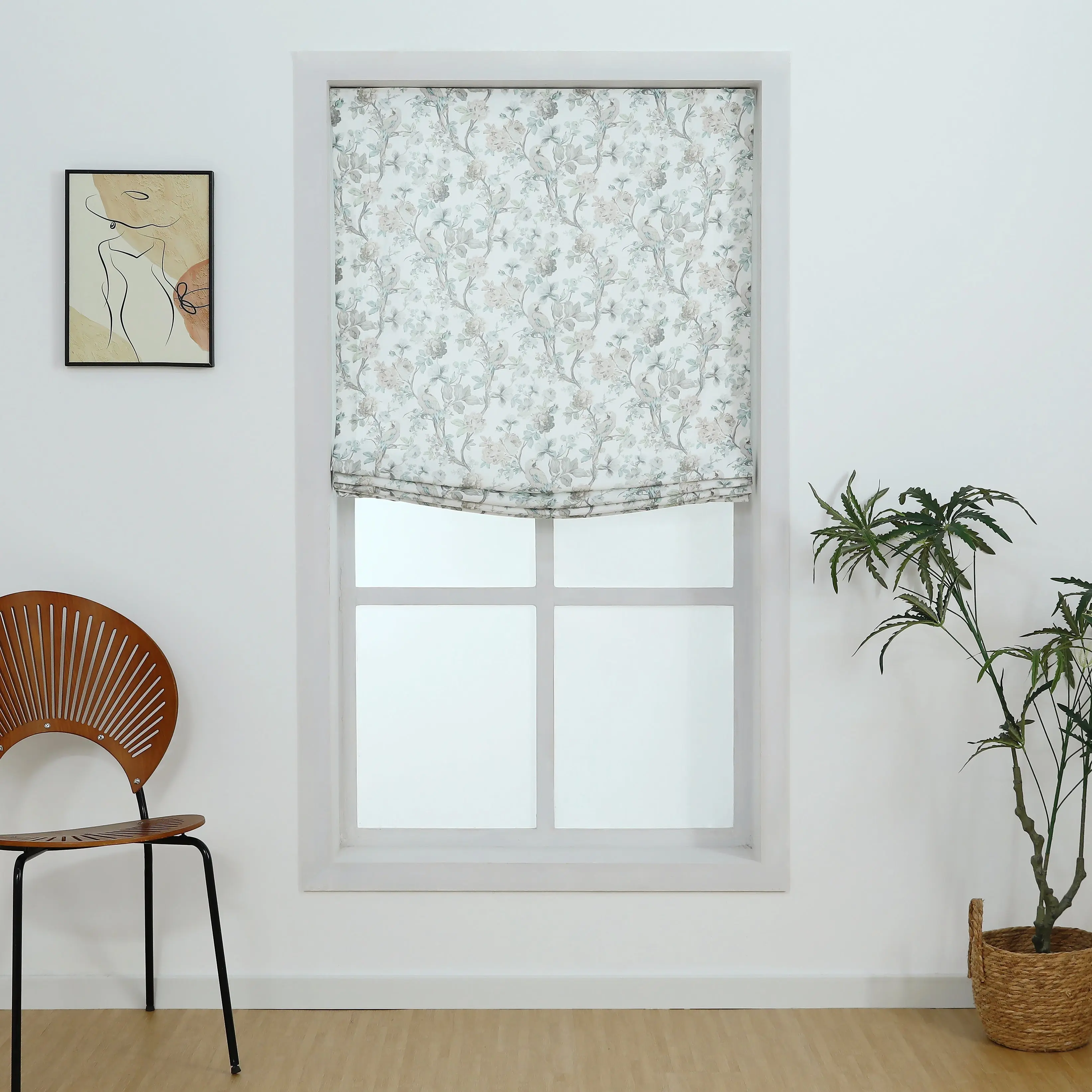Blossombird Relaxed Roman Shades with Soft Curve, Light Filtering Blinds, Cordless Lift