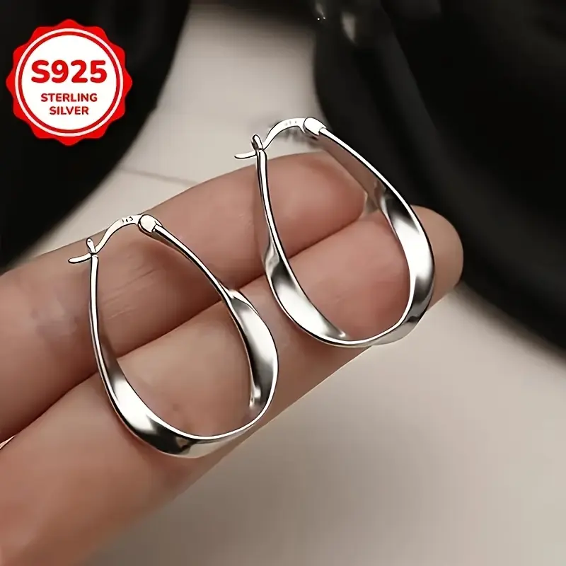 Boho Mobius Shape Earrings with 925 Sterling Silver Posts, Silver Plated Costume Jewelry for Women, Holiday or Travel Gift