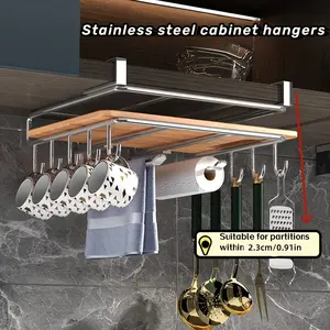 Stainless Steel 1pc Multipurpose Under Cabinet Storage Shelf with Pot Lid Holder, Cutting Board Holder & Kitchen Organizer for Home Cooks & Chefs