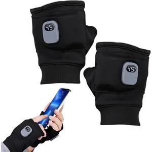 Rechargeable Hand Warmer Gloves, Portable Heating Glove with Digital Display, Three Temperature Modes, Home & Outdoor Use, Heated Gloves for Cycling, Skiing & Outdoor Work | Fingerless Design  Women&Man Christmas Gift
