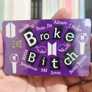 Broke Bitch Army Version Rectangle Sticker, Durable Waterproof Decorative Sticker for Credit Card Personalization