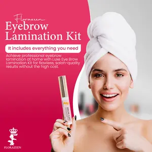Florazeen Luxe Eye Brow Lamination Kit with Brow Tools; DIY Brow Lift Kit - Pro Eyebrow Lamination Perm Kit with Eyebrow Razor and Scissors for At Home Instant Brow Fix with Professional Results Makeup Flawless Cosmetic