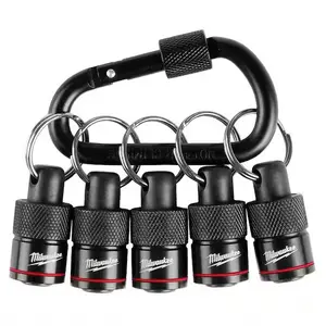 5-Piece Hex Bit Holder with Carabiner - Durable Forged Steel Design for Easy Access to ¼" Hex Bits - Secure Dual-Ball Retention