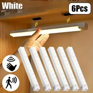 6-Pack Motion Sensor LED Cabinet Light Strip, USB Rechargeable Magnetic Wireless Night Light for Kitchen, Closet, Hallway, Stairs, Kitchen Accessories  women,summerwins countdown