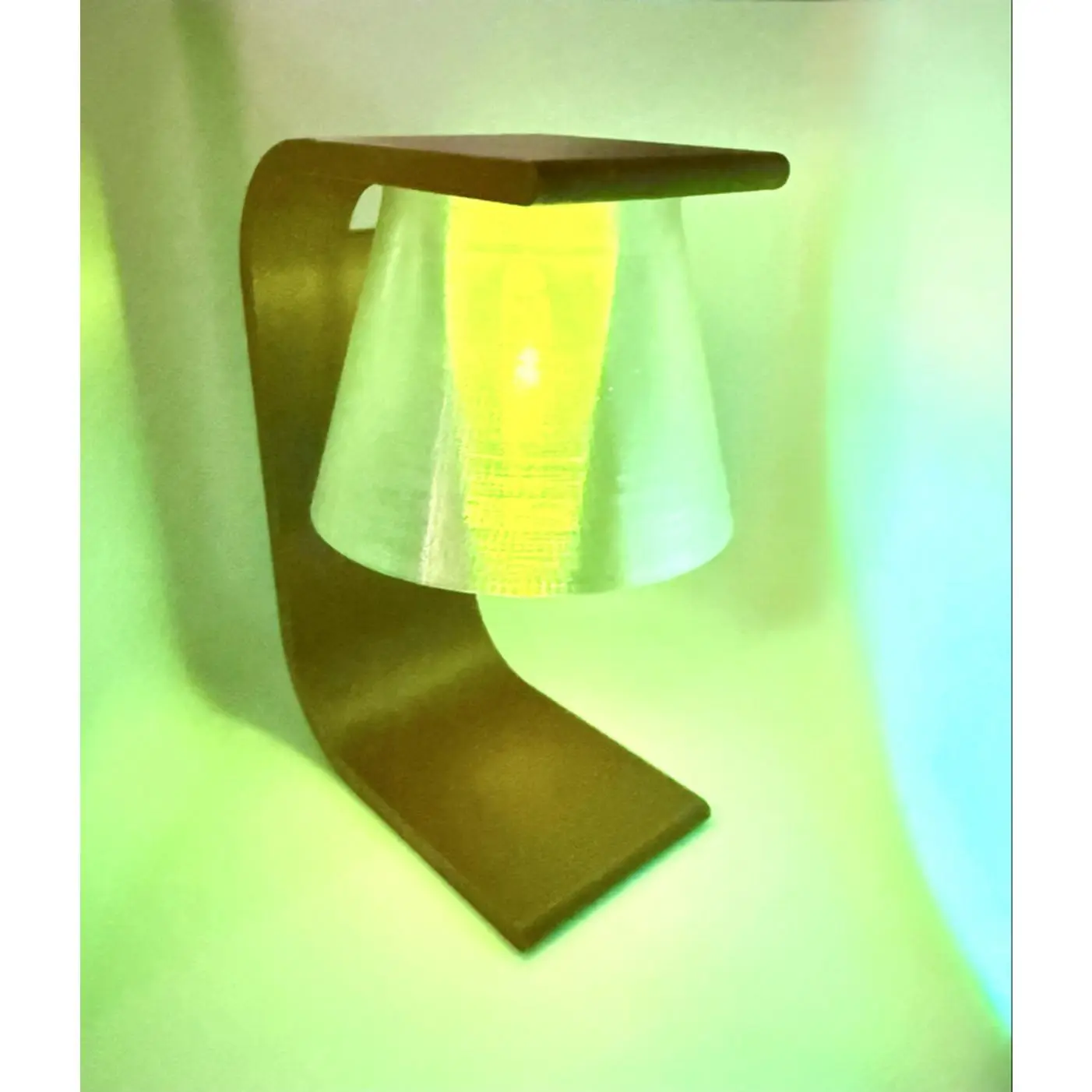 Minimalist Light Stand with Clear Shade 7" Tall Wood Brown Base for Modern Decor