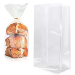 Clear Gusseted Poly Bags, 10 x 6 x 20 Inch. Pack of 100 Gusseted Plastic Bags 1 Mil Thick for Favors with Open Top. Clear Plastic Bags for Packaging Cookies, Popcorn, Candies, Homemade Bread