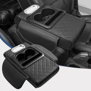 Car Armrest Cushion Center Console Cover with Tissue Box Cup Holder Phone Holder for Enhanced Comfort and Convenience Multi-Functional Design Universal Fit 35x21x7.5cm Durable PU ABS Material