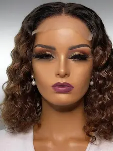 Highlights Wavy Bob Wig, High-Definition Lace Front, Heat-Resistant Fiber, Pre-Trimmer Hairline, Synthetic Hair Extension