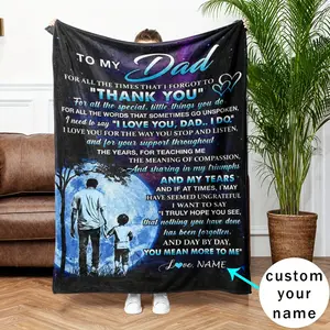 Personalized dad throw blanket and custom name - Modern flannel knit blankets for sofas, beds, gifts for all seasons - Machine washable, digital printed polyester - Father's Day, birthday, Christmas, Thanksgiving gifts