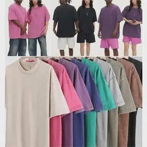 1/4 Pack Oversized Tshirts Unisex Gym Vintage Heavyweight T Shirts Cotton Workout Acid Wash Baggy Tees Fabric Menswear Classic Graphic Solid-color T-shirt