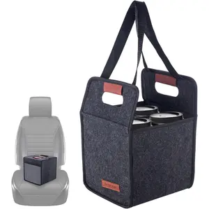 4 Cup Drink Carrier with Handle, Reusable Insulated Drink Caddy Drink Holder for Car, Folding Portable Coffee Cup Holder Bag for Travel and Delivery