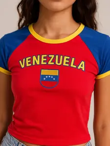 Venezuela Baby Tee Women's Y2K Casual Comfort Fit Short Sleeve T-Shirt Summer Top with Cute Design for Everyday Wear Basic Streetwear Style