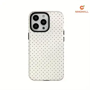 The Black And White Dotted 2-In-1 Detachable Phone Case for Iphone 16/15/14/13/12/11 Pro Max Plus Features a Stylish Hard Shell with Trendy Designs And a Complete Hole Layout, Making It Perfect for Gifts. Compatible with Samsung Galaxy S25