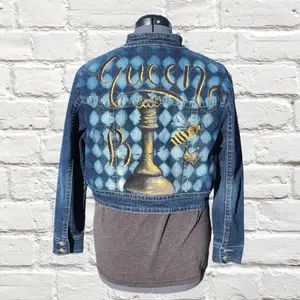Custom hand painted denim jacket